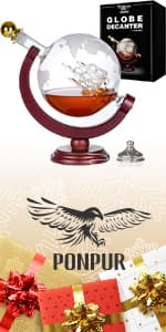 PONPUR Gifts for Brother, Whiskey Decanter Set with 2 Whisky Glasses, Unique Cool Stocking Stuffers Birthday Gift for Brothers from Sister, Best Christmas Presents for Men