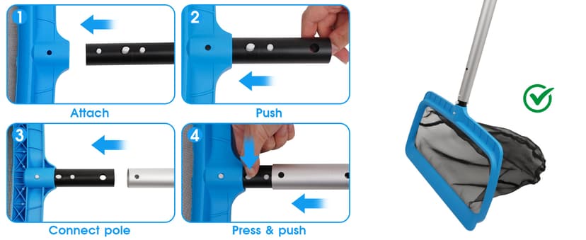 Pool Skimmer Net with Self-Repair Fine Nylon Mesh Bag, Pool Leaf Rake for Above Ground Pools & In-ground Pools, Pool Nets for Cleaning - Original Series(No Pole)