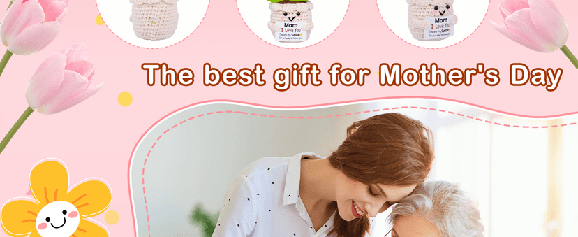Gifts for Mom from Daughter Son, Mom Birthday Gifts, Gift for Moms Mother in Law Step Mama Mommy, Mother's Day Birthday I Love You Present for Moms, Cute Handmade Crochet Positive 3 Flowers Doll B0GCD9J6NC