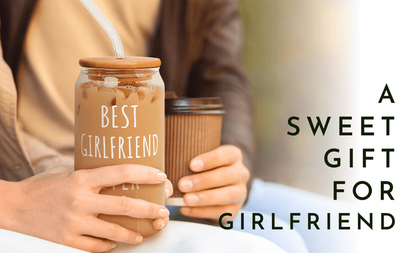 Gifts for Girlfriend - Girlfriend Gifts for Women - Anniversary, Valentines, Birthday Cup for Her - Romantic Love Glass for Her - 16 Oz Can Glass with Lid, Straw & Brush