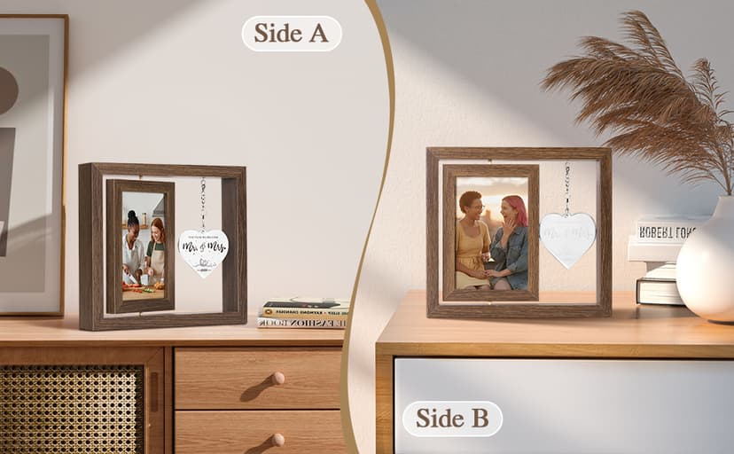 Mrs and Mrs 2026 Brown Picture Frame, Mrs & Mrs Wedding Gifts, Newlywed Engagement Present Lesbian Couple Bridal Shower Gifts, LGBT Gift Ideas