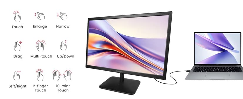 SKitphrati 21.5 Inch Touchscreen Monitor FHD 1920x1080p IPS Screen, VESA Support, 10-Points Computer Touch Screen PC Display with Type-B HDMI VGA Port, 75Hz Desktop Touch Display, Black