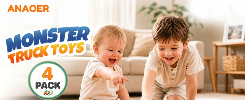 4 Pack Monster Trucks Toys for Boys 2 3 4 5 6 7 Year Old, Friction Powered Pull Back Car Toys for Toddlers Kids Ages 3-5 2-4 4-7, Best Birthday Christmas Party Gift for Boys and Toddlers B07SRZ87DF