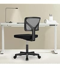 Sweetcrispy Small Office Desk Chair, Ergonomic Low-Back Mesh Rolling Work Swivel Chairs with Wheels, Armless Comfortable Seat Lumbar Support for Home, Bedroom, Study, Student, Adults,Classic Black