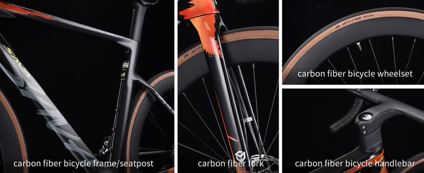 SAVADECK Carbon Fiber Road Bike, Hydraulic Oil Disc Bike with Carbon Fiber Frame and Wheelset, Lightweight Full Carbon Racing Bicycle with Shimano R7120 24S Shift Set for Adults