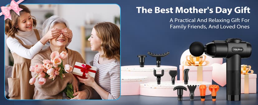 TOLOCO Massage Gun, Deep Tissue Back Massage for Athletes for Pain Relief, Percussion Massager with 10 Massages Heads & Silent Brushless Motor, Gifts for Fathers Day, Black