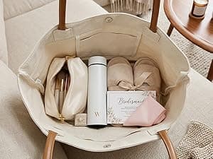 Engagement Gift for Bride, Wifey, Bachelorette Party Favors, Honeymoon, Wedding Essentials Bag with Leather Handle & Pocket Bridal Shower Gifts Bride Tote Bag for Bride to Be, Future Mrs B0GTV3F3QJ