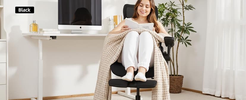 CabLady S2 Petite Office Chair for Women & Small Frames - 330lb Capacity, 4D Adjustable Lumbar/Headrest, Flip-Up Arms & Footrest, Ergonomic Desk Chair