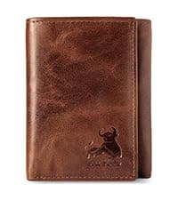 BULL GUARD Mens RFID Blocking Bifold Wallet Soft Genuine Leather Brown Western | Secure and Durable Extra Capacity Billfold with 11 Credit Cards, Flip Up ID