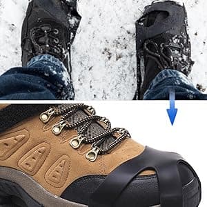 ZUXNZUX Crampons, Ice Cleats for Shoes and Boots, Silicone Stainless Steel Grippers Shoe Spikes Grips Traction for Ice Snow, Winter Hiking Climbing Ice Fishing