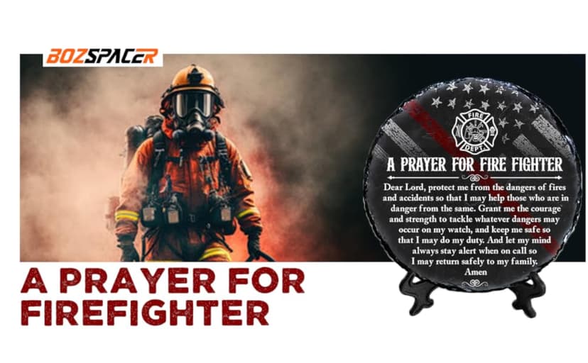Firefighter Gifts for Men – Fireman Prayer Plaque – Firefighter Graduation Gifts – Inspirational Fire Fighter Decor for Home or Office, Birthday, Christmas, Thank You, Retirement Keepsake