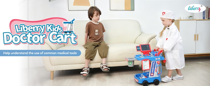 Kids Doctor Playset with Cart, Costume & Stethoscope, Role Play, Pretend Play Medical Toys, Birthday Gift Liberry Toddlers Doctor Kit Toy for Girls Boys Ages 2 3 4 5, Blue B0BYNC6XMQ