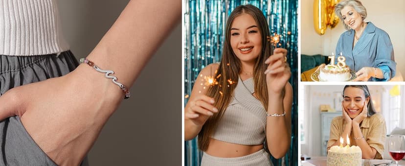 TONY & SANDY Friend Gifts for Women, Christmas Stocking Stuffers for Women, Sister Gifts from Sister, Bestie Friendship Wave Bracelet, Woman Birthday Gifts, Unique Gifts for Her