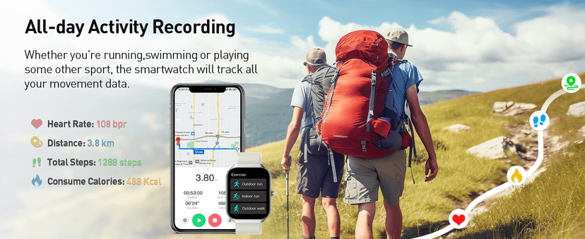 Smart Watch(Answer/Make Call), 1.96" HD Smartwatch for Men Women, 2025 Fitness Watch with 110+ Sport Modes/Heart Rate/Sleep Monitor/Pedometer, IP68 Waterproof Fitness Activity Tracker for Android iOS