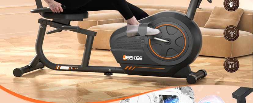 JEEKEE Recumbent Exercise Bike for Seniors,Stationary Bikes for Home, 400LB Capacity & 16 Levels Magnetic Resistance, Heart Rate Handle