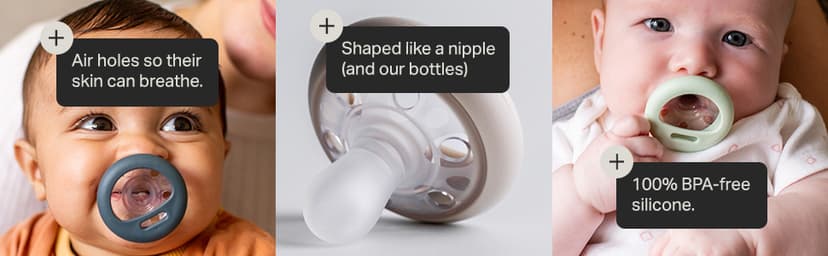 Tommee Tippee Breast-Like Pacifier, 0-6 Months, Symmetrical Design, Natural Breast-Like Baglet, BPA-Free Binkies, Rose/Green/Cream, Pack of 4