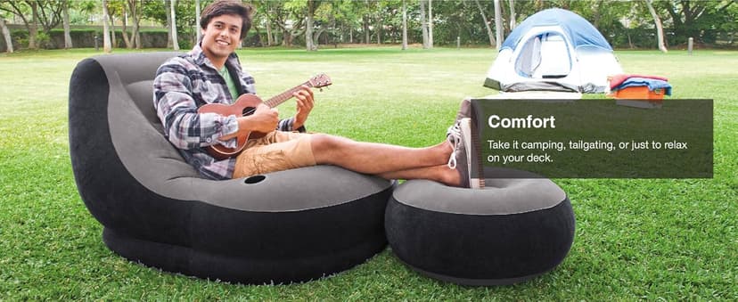 Intex Inflatable Ultra Lounge Chair With Cup Holder And Ottoman Set (4 Pack)