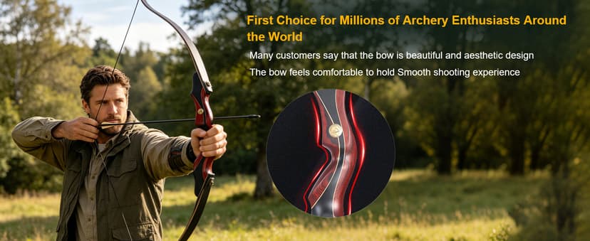 TOPARCHERY Archery 60" Takedown Hunting Recurve Bow and Arrow Set for Adults Practice Competition Longbow Kit 30-50lbs with 6pcs Arrows Right Hand Black
