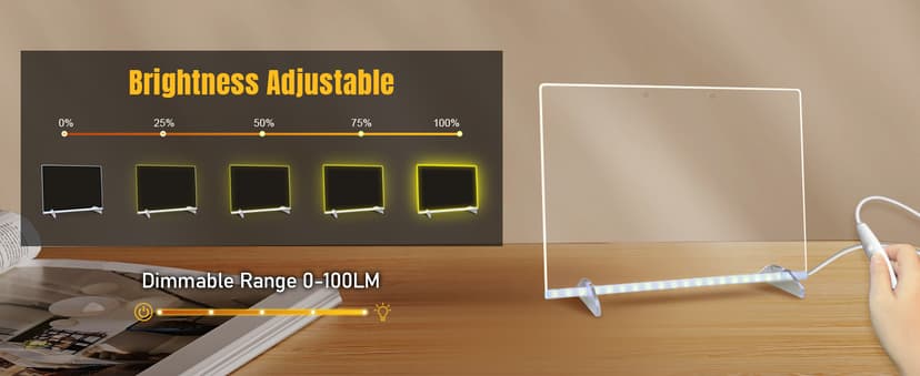 LED Note Board with Colors, 13.7"X10" 4 Modes & 7 Colors Acrylic Dry Erase Board with Light, Include Adapter, Hanging Chain, Led Drawing Board for Kids with Stand, 7 Markers, Spray Bottle