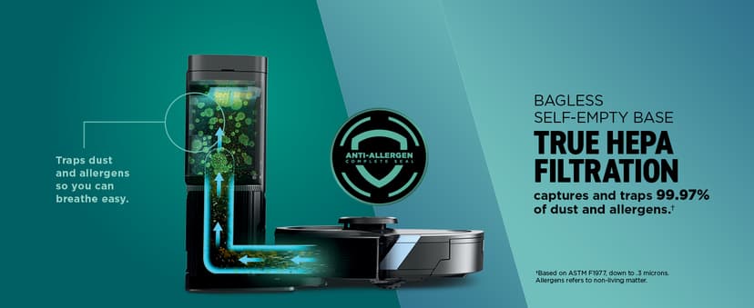 Shark Plus 2in1 Robot Vacuum & Mop with Sonic Mopping, Home Mapping, HEPA Bagless Self Empty Base, CleanEdge, for Pet Hair, WiFi, Black/Mocha, AV2630WA, for Carpets & Hardfloors