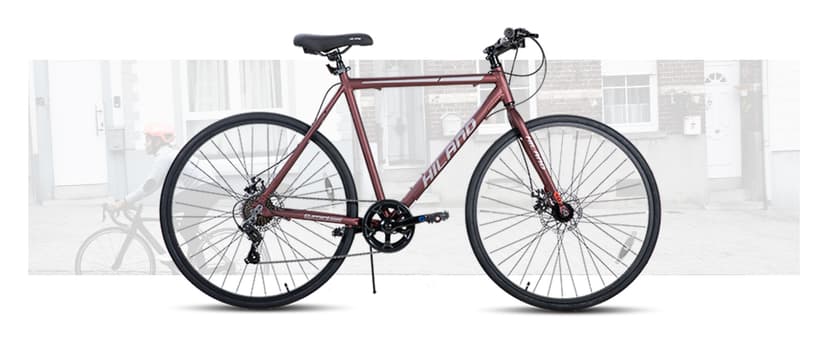 HILAND 700C Road Hybrid Bike, 7 speeds Bikes Urban City Commuter Bicycle with Disc Brake for Men Women Adult Comfortable Bicycle