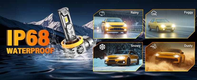 Termitor H11 9005 Light Bulbs Combo, 180000LM 1600% High and Low Beam Bulbs, 6500K White, 1:1 Mini Size H8/H9 HB3 Fog Light, 10 Years Lifespan, Plug and Play, Pack of 4.