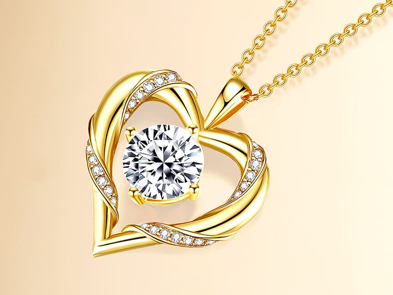 2-3 Ct Moissanite Heart Necklaces for Women, 18K Gold Plated Romantic Pendant for Anniversary Birthday, 925 Sterling Silver Jewelry for Wife Girlfriend Mom Her