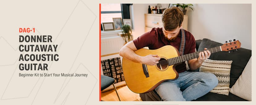 Donner 41” Acoustic Guitar Bundle for Beginners Adults with Online Lesson, 4/4 Full Size Steel Acustica Guitarra with Gig Bag, Tuner, Strap, Strings, Picks, Capos, Cutaway, Natural, DAG-1C/DAD-110C