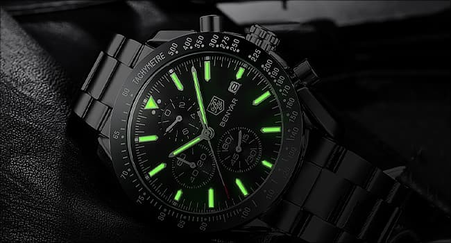 BENYAR BY BENYAR Watch for Men Analog Quartz Chronograph Waterproof Luminous Designer Mens Wrist Watches Business Work Sport Casual Dress Watch with Silicone Strap Elegant Gifts for Men