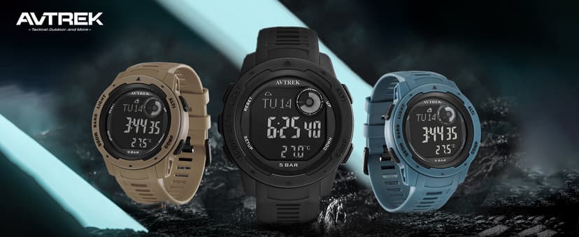 AVTREK AVTREK Tactical Watch with Compass,50M Waterproof Pedometer, Digital Altimeter Watch for Outdoor Hiking/Climbing(Cafe)