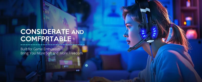 BENGOO G9000 Stereo Gaming Headset for PS4 PC Xbox One PS5 Controller, Noise Cancelling Over Ear Headphones with Mic, LED Light, 7.1 Surround Sound, Soft Memory Earmuffs for Nintendo Xbox Series X|S