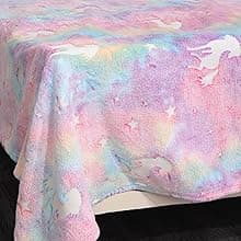 Glow in The Dark Blanket Unicorns Gifts for Girls,Toys for 2 3 4 5 6 7 8 9 10 Year Old Girl Gifts,Soft Kids Blankets for Christmas Halloween Birthday Valentines Gifts,50"x60"