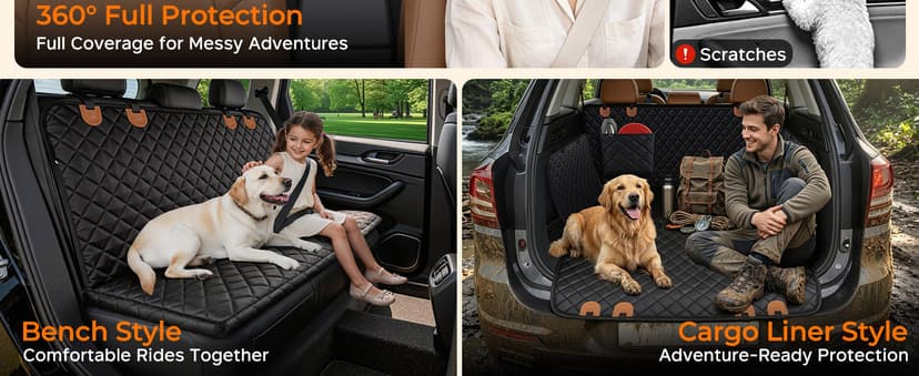 600D Oxford, Zippered Side Flaps, Scratch Resistant, Non-Slip, Easy to Install, With Seatbelt, For Sedan, SUV & Compact Truck URPOWER Dog Car Seat Cover for Back Seat, 100% Waterproof Hammock for Car B0727Y5ZD7