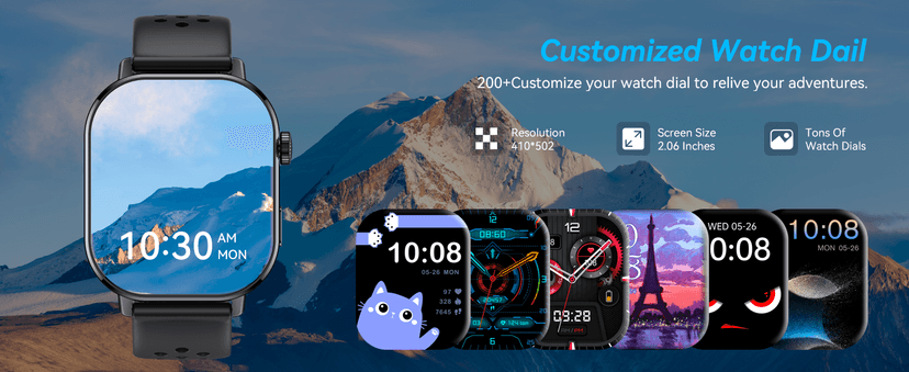 Smart Watch for Men GPS, 2.06"HD Colorful AMOLED, 2026 Multisport Fitness Tracker with Bluetooth Call/Compass/Barometer/Altitude 5ATM Water-Resistance Heart Rate/Sleep Monitor, Outdoor for Android iOS