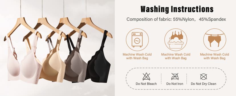 Wireless Seamless Jelly Bra for Women with Support - No Underwire Full Coverage Push Up Bras for Women