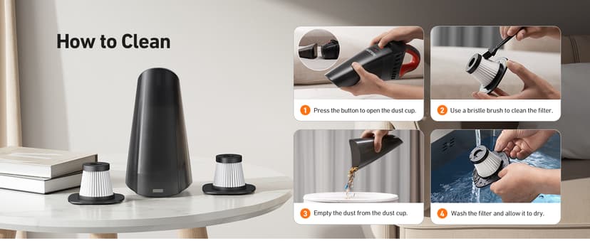 AstroAI Handheld Car Vacuum Cordless with Accessories, Portable Vacuum Cleaner with 12V DC Power, LED Light, Brush, Extended Suction Pipe, Hose, Mini Handheld for Car, Home, Office, and Pet Hair, Red