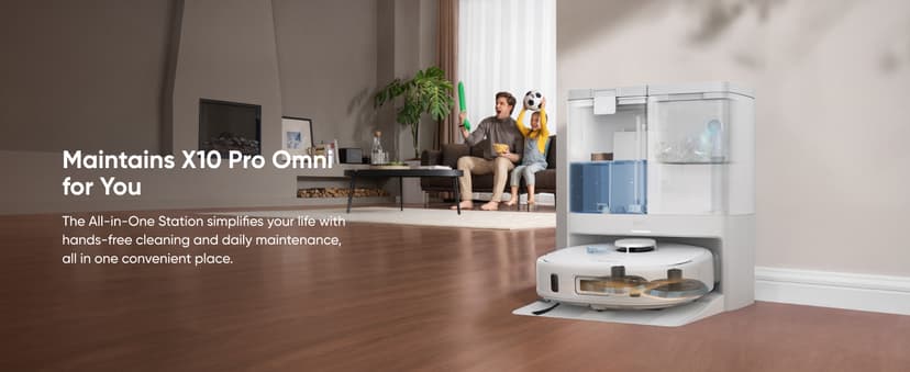 eufy X10 Pro Omni Robot Vacuum and Mop Combo, Incredible Suction, Dual Mops with 12 mm Auto-Lift and Carpet Detection, AI Obstacle Avoidance, Auto Mop Washing&Drying, Self-Emptying, White