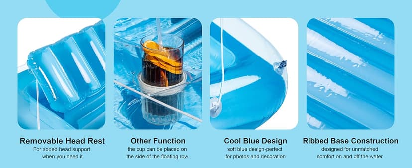 Inflatable Pool Floats Lounger for Adults, Blow Up Tanning Pool Raft Sun Tan Tub with Inflatable Pillow for Family Outdoor, Garden, Backyard Summer Water Party (14+ Year Old)