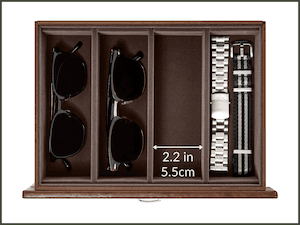 TAWBURY 6 Slot Watch Box for Men - Luxury Watch Jewelry Box for Men with Storage for Sunglasses, Cufflinks | Men's Jewelry Box with Watch Storage | Watch Display Case (Brown)