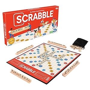 Hasbro Gaming Scrabble Board Game, Classic Word Games for Kids Ages 8 and Up, Fun Family Game for 2-4 Players, The Classic Crossword Game