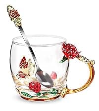 Beferr Gifts for Women Mom Galaxy Rose Glass Crystal Flowers with Heart-Shaped Base Eternal Roses Forever Flowers Mother's Birthday Gifts for Grandma Daughters Wife Sister Kids