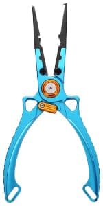 Hathever Saltwater Fishing Pliers, Split Ring Pliers for Fishing with Safety Lock, Fish Pliers with Sheath and Lanyard, Fishing Gifts for Men