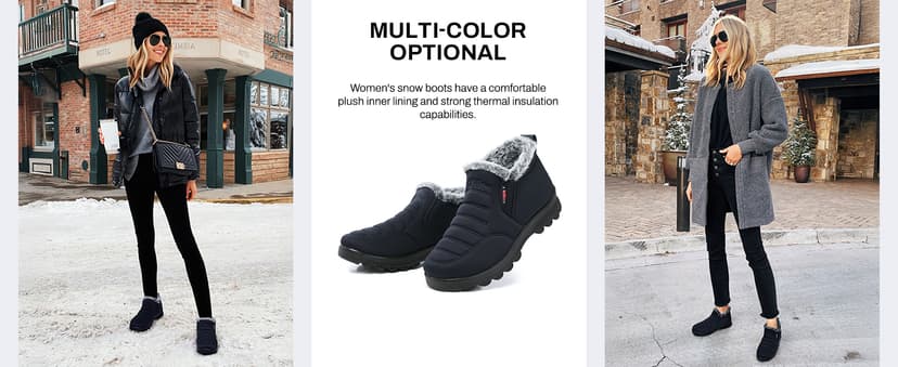 SHIBEVER Womens Snow Boots Ankle Booties Waterproof Winter Boots Synthetic Leather Side Zip Fashion Boots