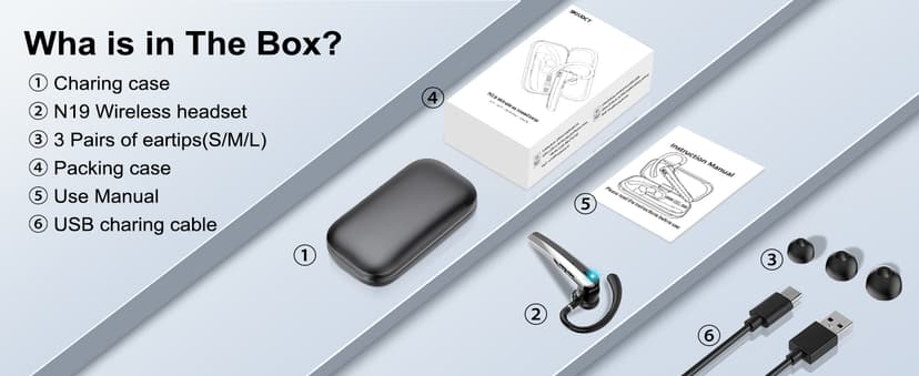 Atheewon Bluetooth Headset V5.3, Wireless Headset with ENC Noise Canceling Mic, 120Hrs Talk Single-Ear Bluetooth Earpiece, LED Display, IP7 Waterproof Hand-Free Earphone for Business/Trucker/Driver