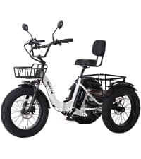 Electric Tricycle for Adults,Fat Tire Folding Electric Trike,3 Wheels Electric Bicycle Bikes, Peak 1350W Step-Thru Etrike with Removable Battery and Large Basket for Women Men