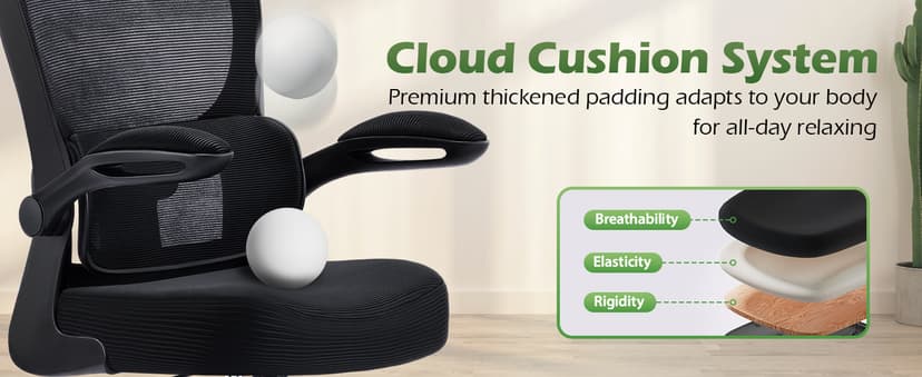 AreShark Office Chair Ergonomic Desk Chairs with Adjustable Lumbar Support& Headrest Hanger, High Back Breathable Mesh Chair with Wheels, Rolling Swivel Comfy Task Computer Chair for Home Work Gaming