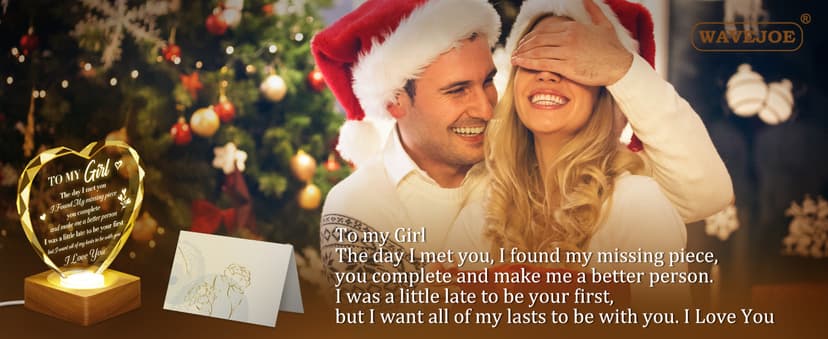 to My Girl Gifts 3D Illusion Lamp for Girlfriend, Engraved Crystal Night Light Presents, Birthday Anniversary Christmas Valentines Day Gifts for Girlfriend Wife from Husband Boyfriend