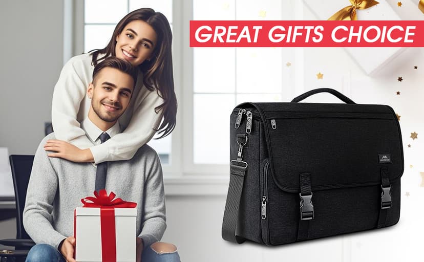 MATEIN Messenger Bag for Men, Briefcases Lightweight Men's Laptop Bag 15.6 inch Water Resistant Crossbody School Satchel Bags Computer Work Office Bag with Shoulder Strap, Black