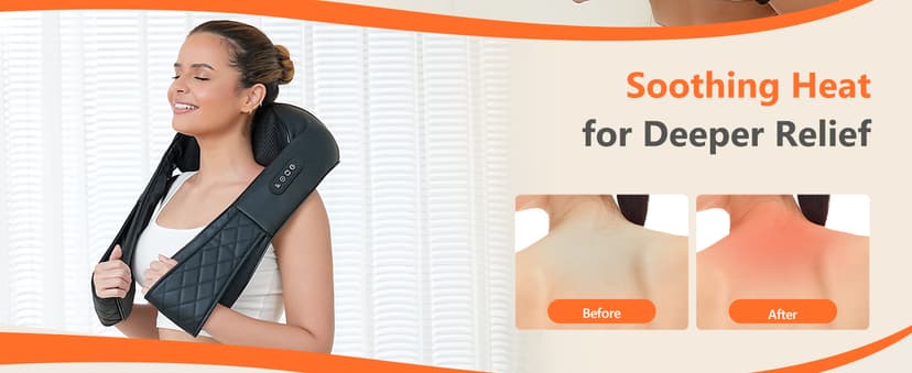 Back and Neck Massager,Shiatsu Back Massager with Heat,Cordless Portable Kneading Shoulder Massage Shawl Electric Massage Pillow for Pain Relief Deep Tissue Gifts for Dad Mom Friends
