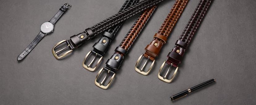 SENDEFN Leather Braided Belts for Men, 1 3/8" Casual Woven Leather Belt for Men Jeans Golf Dress Pants with Gift Box